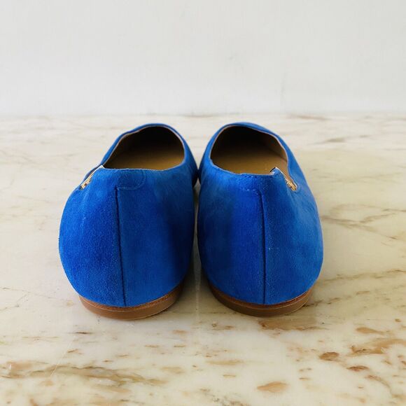 TORY BURCH Solid Blue Suede Leather Flats Gold Side Logo - US 7 - Picture 9 of 11